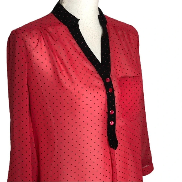 “Truth nyc. Blouse red with black polka dots. Sz M - Picture 4 of 6
